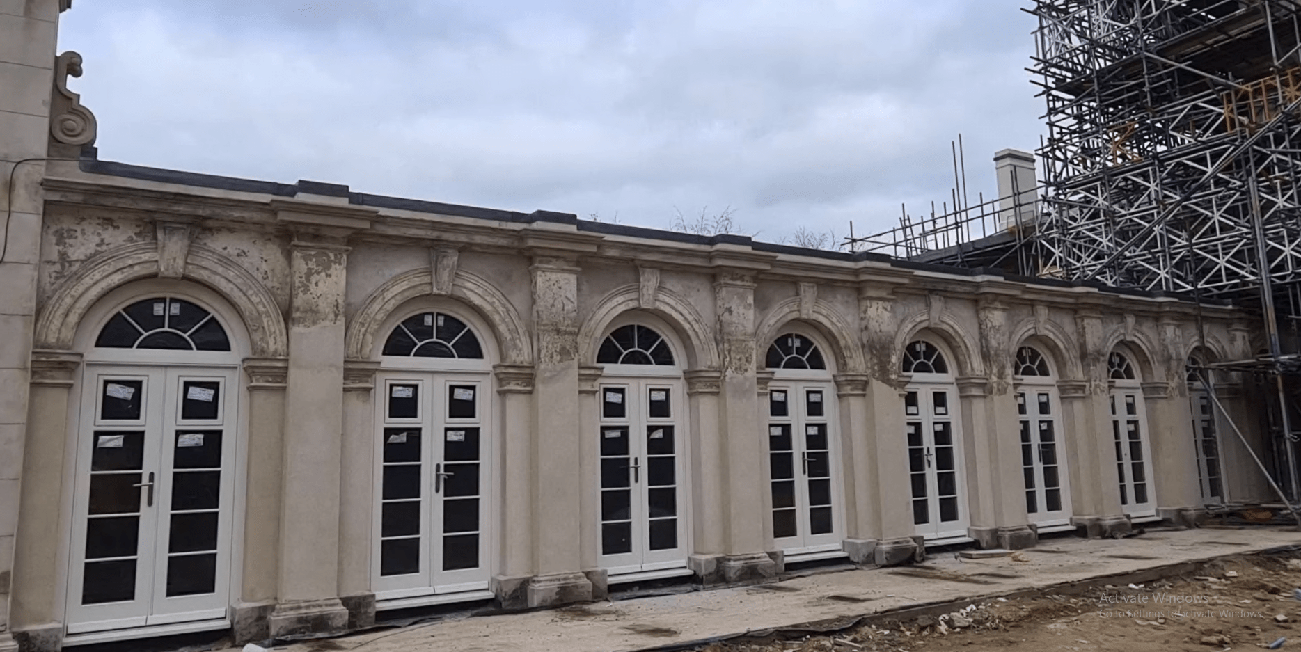 Arched timber french doors laybourne, kent